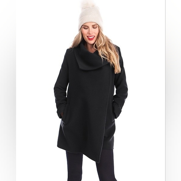 Seraphine Sweaters - Seraphine Clarence Black Maternity Wrap Wool/Cashmere Blend Coat 6 (flexible)